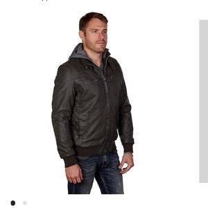 Men's XRAY Faux-Leather Hooded Jacket